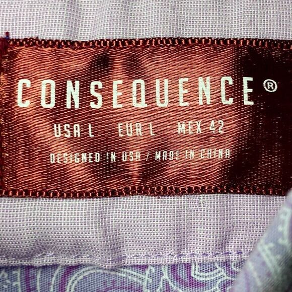 Consequence Tonal City Paisley Dress Shirt in Lavender Men’s L - Picture 5 of 6